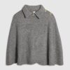 Grey Knitted Wrap Button Cape