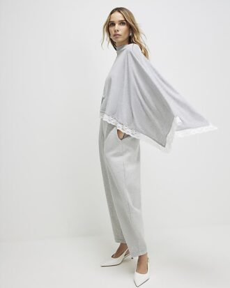 Grey Lace Trim Cape Grey Lace Trim Cape