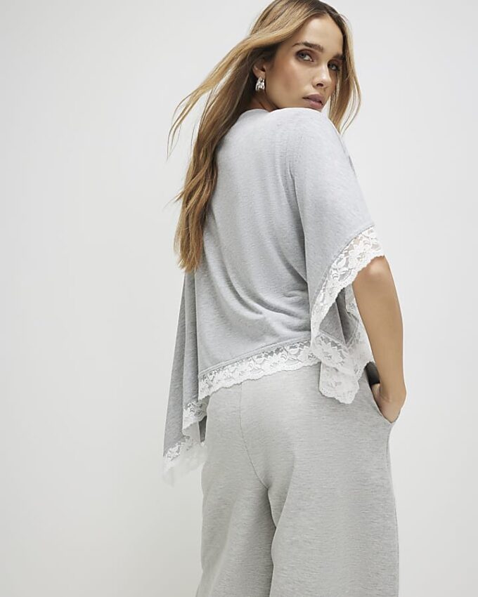 Grey Lace Trim Cape