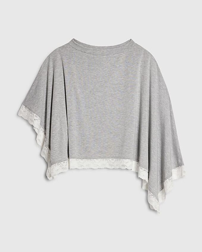 Grey Lace Trim Cape