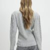 Grey Lace Trim Shoulder Pad Cardigan