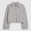 Grey Long Sleeve Cosy Bubble Hem Cardigan