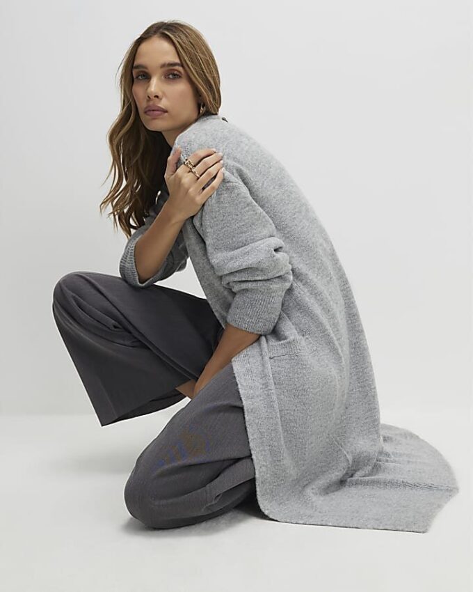Grey Long Sleeve Cosy Maxi Cardigan