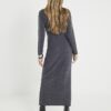 Grey Long Sleeve Cosy Twist Front Midi Dress