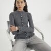 Grey Long Sleeve Frilled Cosy Cardigan