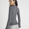 Grey Long Sleeve Frilled Cosy Cardigan
