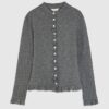 Grey Long Sleeve Frilled Cosy Cardigan