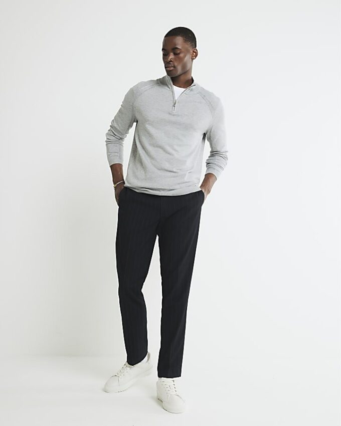 Grey Long Sleeve Half Zip Jumper