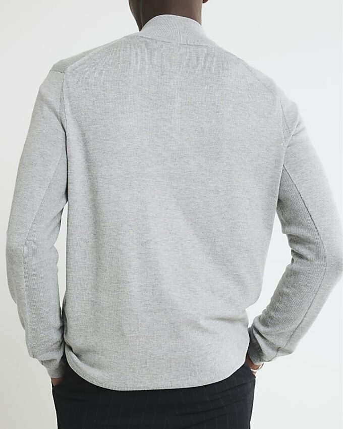 Grey Long Sleeve Half Zip Jumper