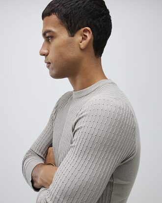 Grey Long Sleeve Muscle Fit Jumper