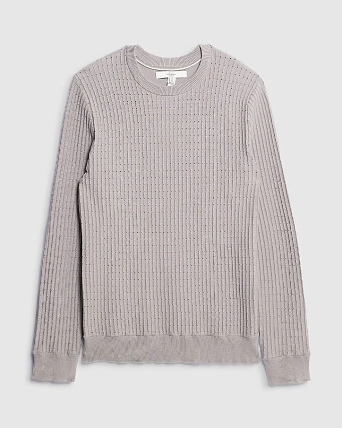 Grey Long Sleeve Muscle Fit Jumper