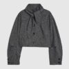 Grey Long Sleeve Tie Neck Jacket