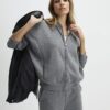 Grey Long Sleeve Zip Up Bomber Sweatshirt