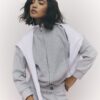 Grey Long Sleeve Zip up Bomber Sweatshirt