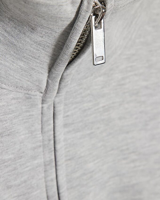 Grey Long Sleeve Zip up Bomber Sweatshirt