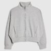 Grey Long Sleeve Zip up Bomber Sweatshirt