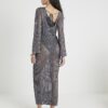Grey Lurex Long Sleeve Maxi Beach Dress