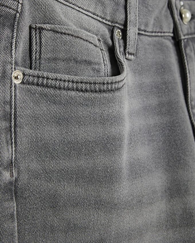 Grey Mid Rise Flared Jeans