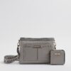 Grey Monogram Pocket Front Cross body bag