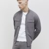 Grey Muscle Fit Bomber Jacket