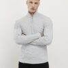 Grey Muscle Fit Knitted Funnel Jumper