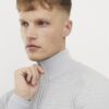 Grey Muscle Fit Knitted Funnel Jumper