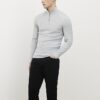 Grey Muscle Fit Knitted Funnel Jumper
