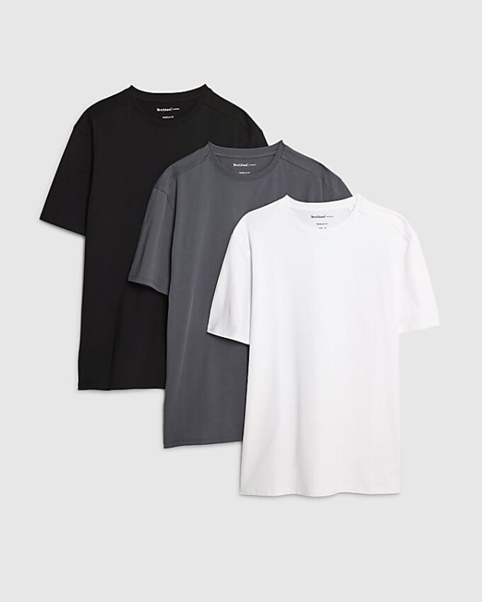 Grey Muscle Fit Pack Of 3 T-Shirts