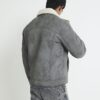 Grey Nubuck Zip Shearling Western Jacket