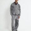 Grey Oversized Fit Zip Through Dragon Hoodie