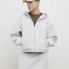 Grey Oversized Fit Zip Through Hoodie