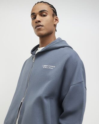 Grey Oversized Luminis Zip Through Hoodie
