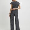 Grey Pinstripe Drawstring Wide Leg Trousers