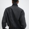 Grey Pinstripe Funnel Neck Bomber Jacket