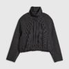 Grey Pinstripe Funnel Neck Bomber Jacket