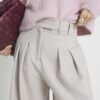 Grey Pinstripe Wide Leg Trousers