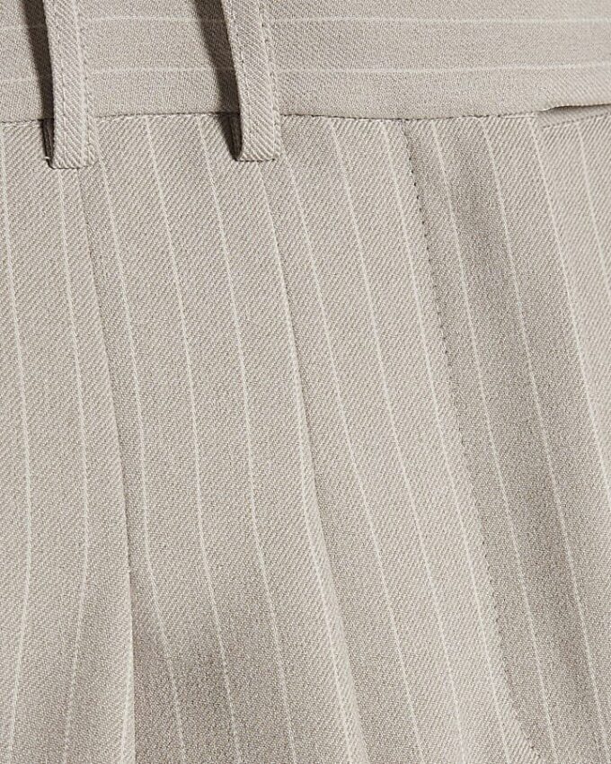 Grey Pinstripe Wide Leg Trousers