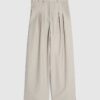 Grey Pinstripe Wide Leg Trousers