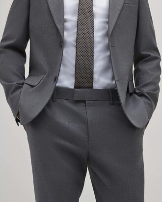 Grey Plain Skinny Suit Trouser