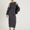 Grey Plisse Knot Side Midi Dress