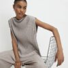 Grey Plisse Sleeveless Asymmetric Hem Top