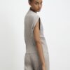 Grey Plisse Sleeveless Asymmetric Hem Top