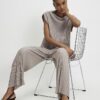 Grey Plisse Wide Leg Trousers