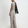 Grey Plisse Wide Leg Trousers