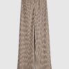 Grey Plisse Wide Leg Trousers