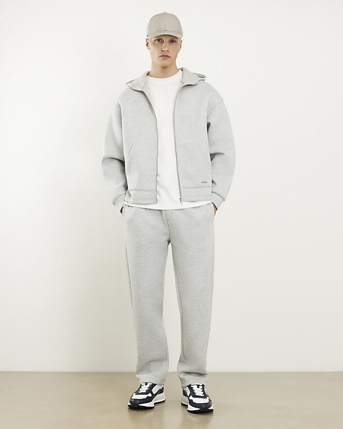 Grey Premium Oversized Zip Through Hoodie