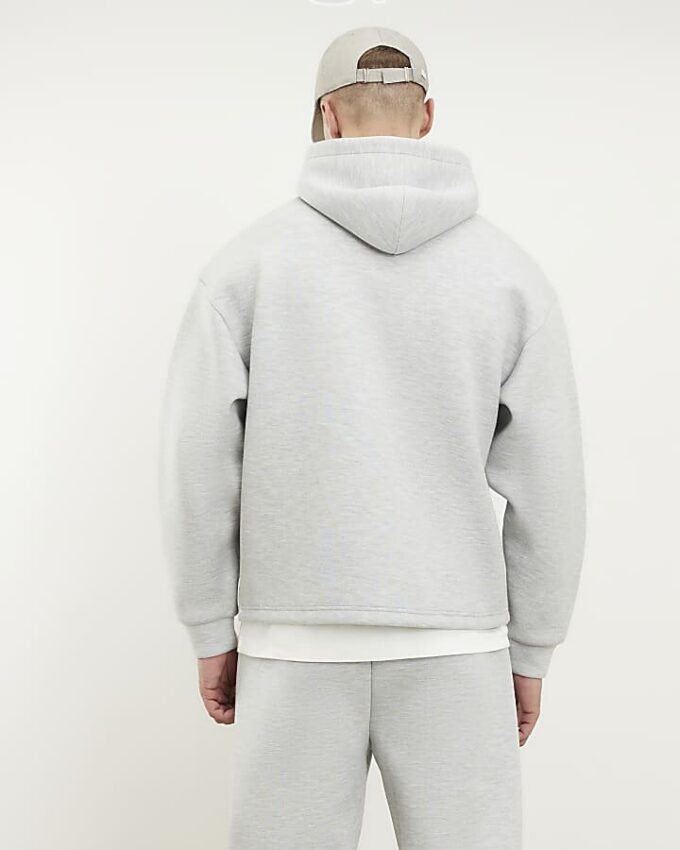 Grey Premium Oversized Zip Through Hoodie
