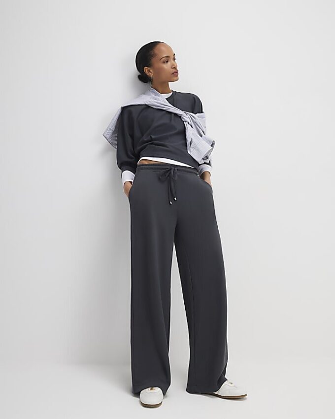 Grey Premium Wide Leg Joggers