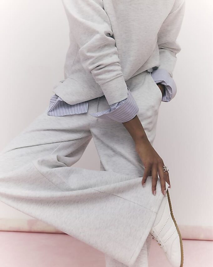 Grey Premium Wide Leg Joggers