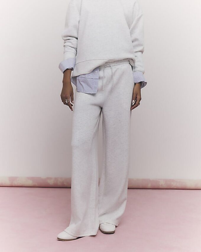 Grey Premium Wide Leg Joggers